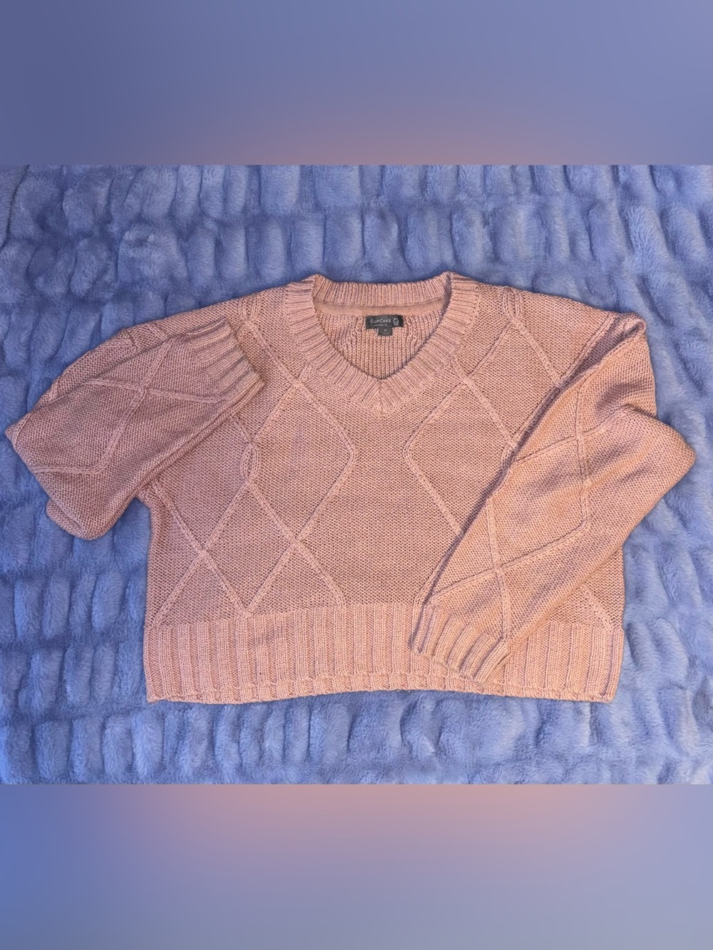 Cupcake Clothing Pink Cable V-Neck Sweater